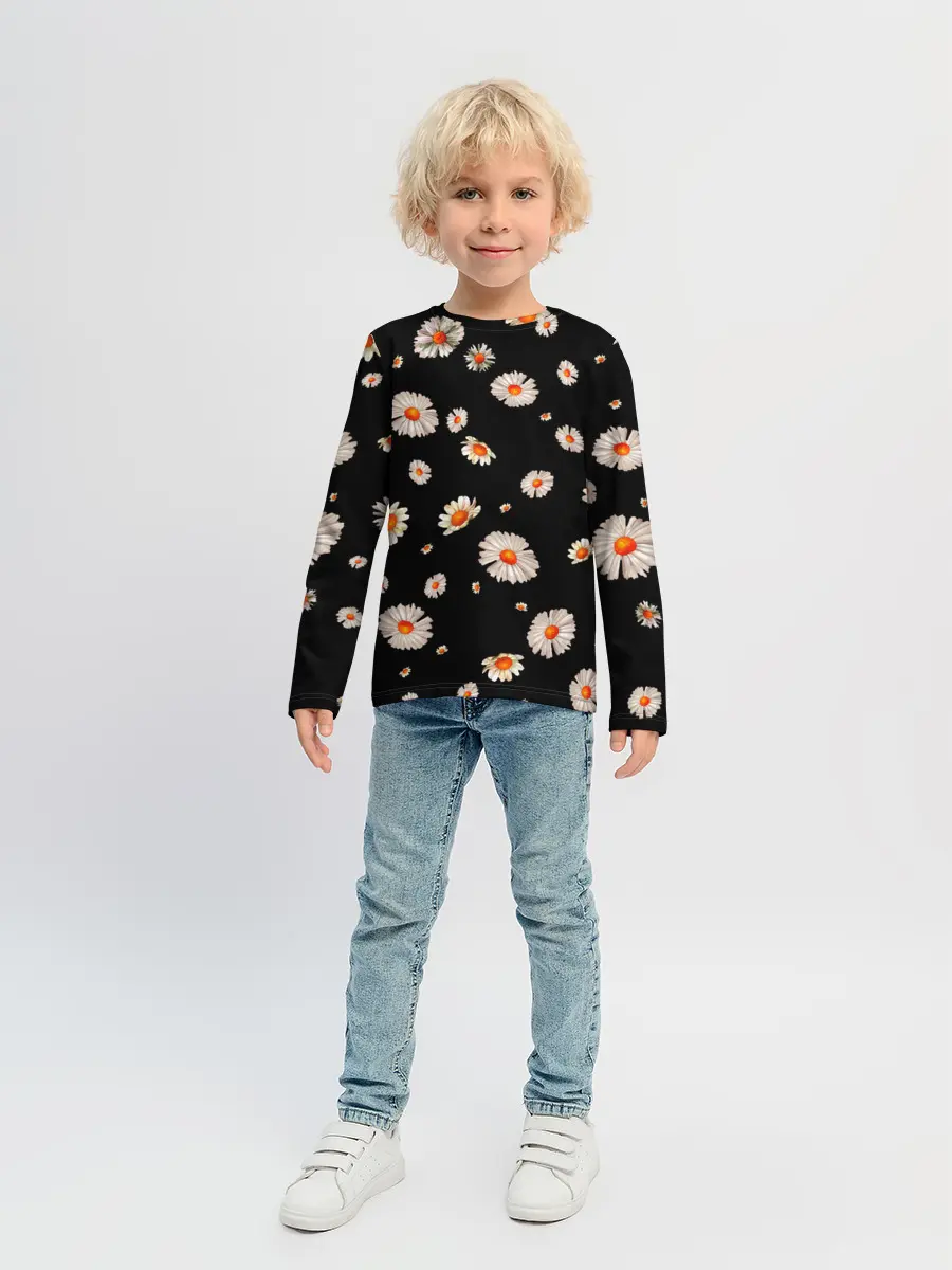 Детский лонгслив / Ромашки в ночи