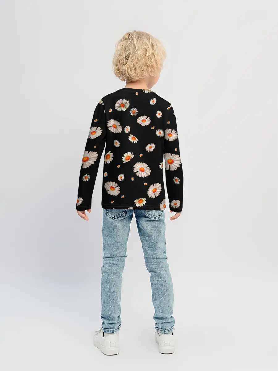 Детский лонгслив / Ромашки в ночи