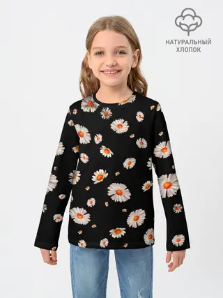 Детский лонгслив / Ромашки в ночи