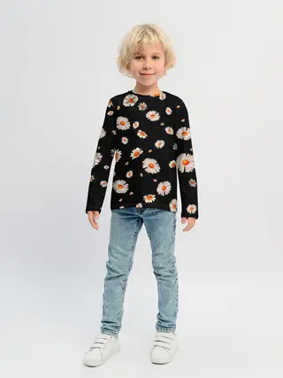 Детский лонгслив / Ромашки в ночи