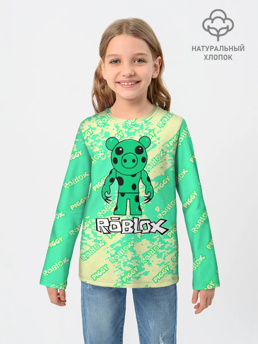 Детский лонгслив / Свинка Пигги из Roblox