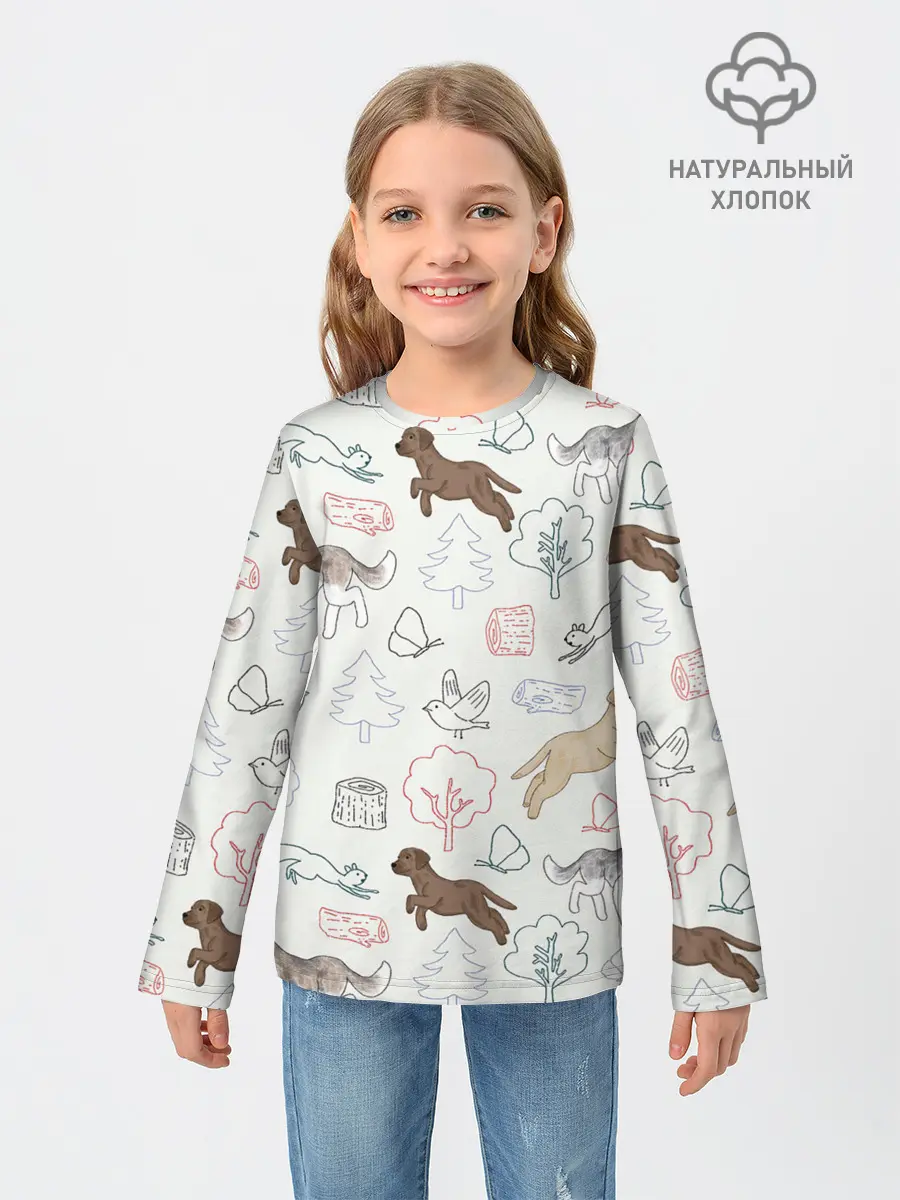 Детский лонгслив / Рисунок домашних любимцев