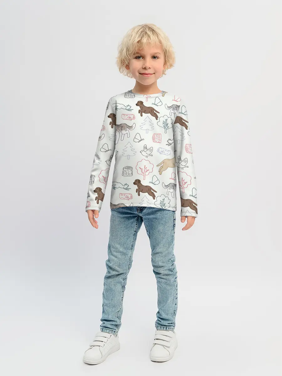 Детский лонгслив / Рисунок домашних любимцев