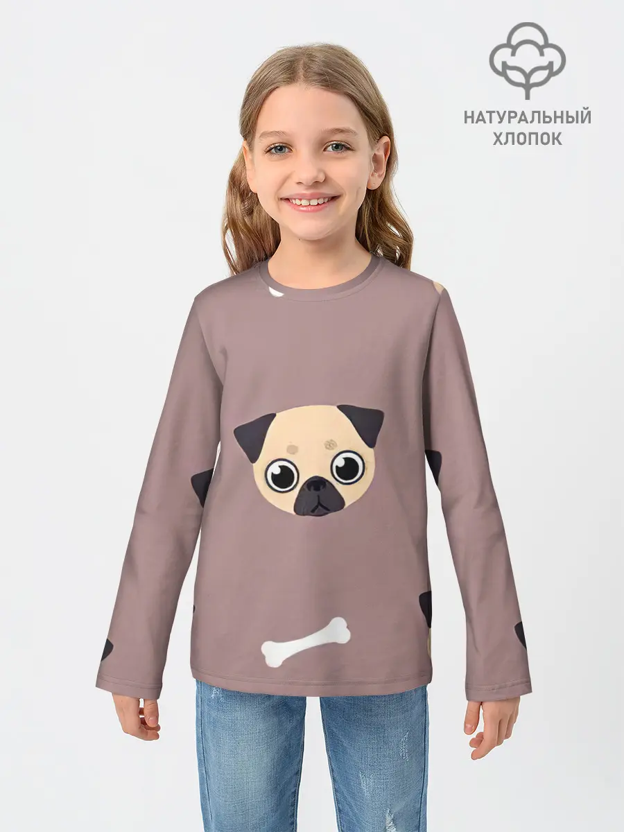 Детский лонгслив / Мопсины мордашки
