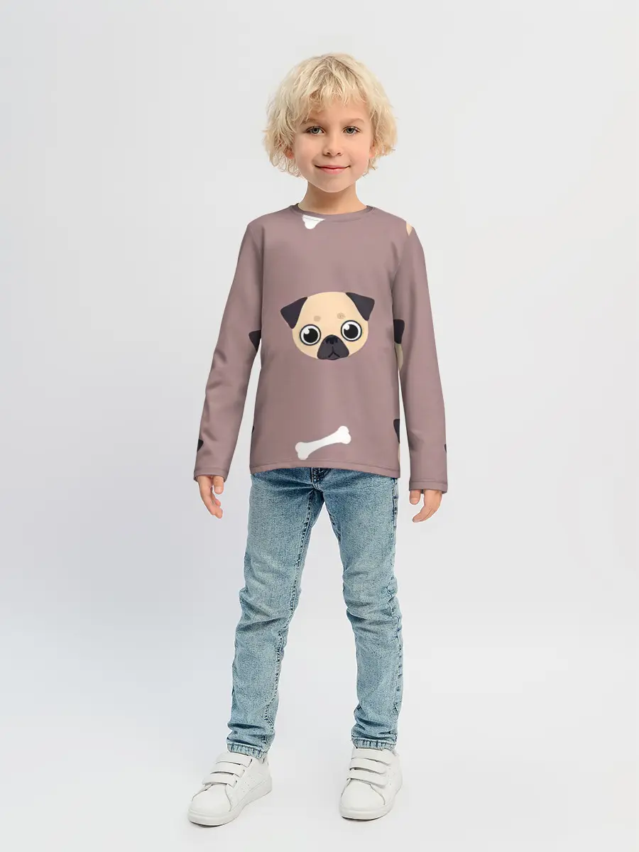 Детский лонгслив / Мопсины мордашки