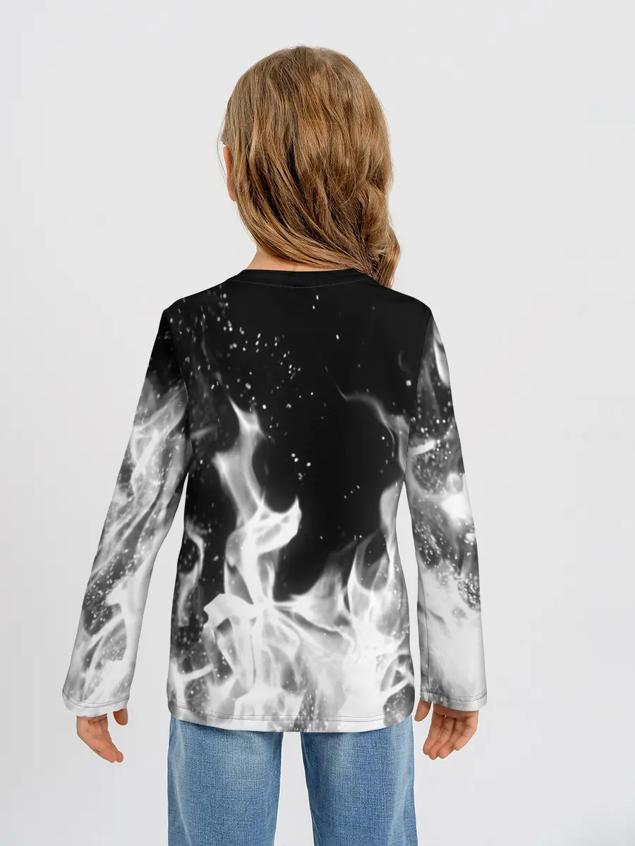 Детский лонгслив / ЧЕРНО БЕЛЫЙ ОГОНЬ