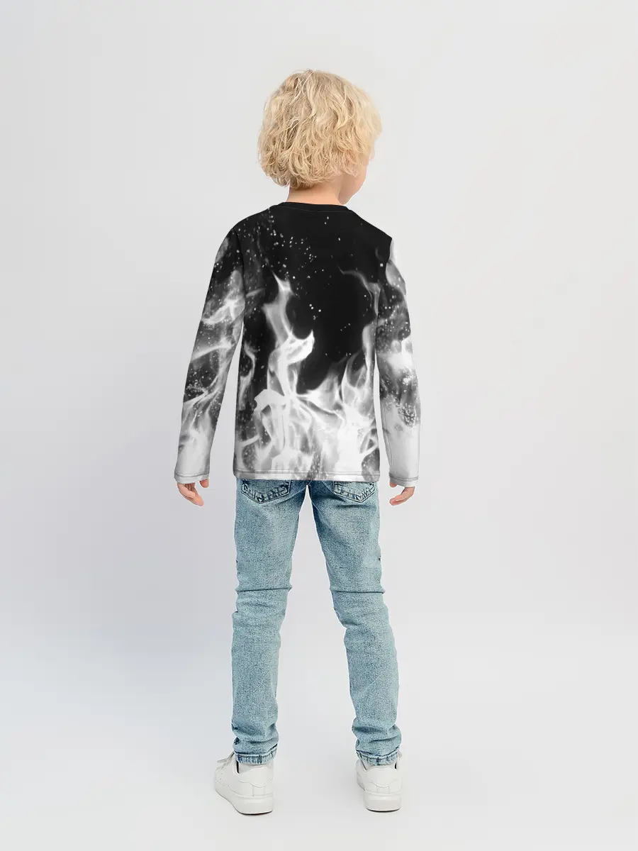Детский лонгслив / ЧЕРНО БЕЛЫЙ ОГОНЬ