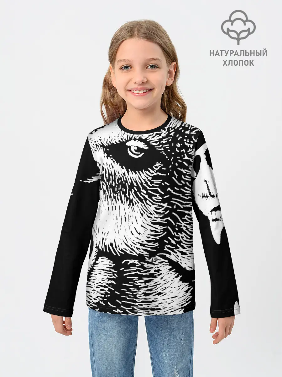Детский лонгслив / Черный медведь