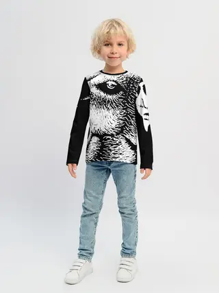 Детский лонгслив / Черный медведь