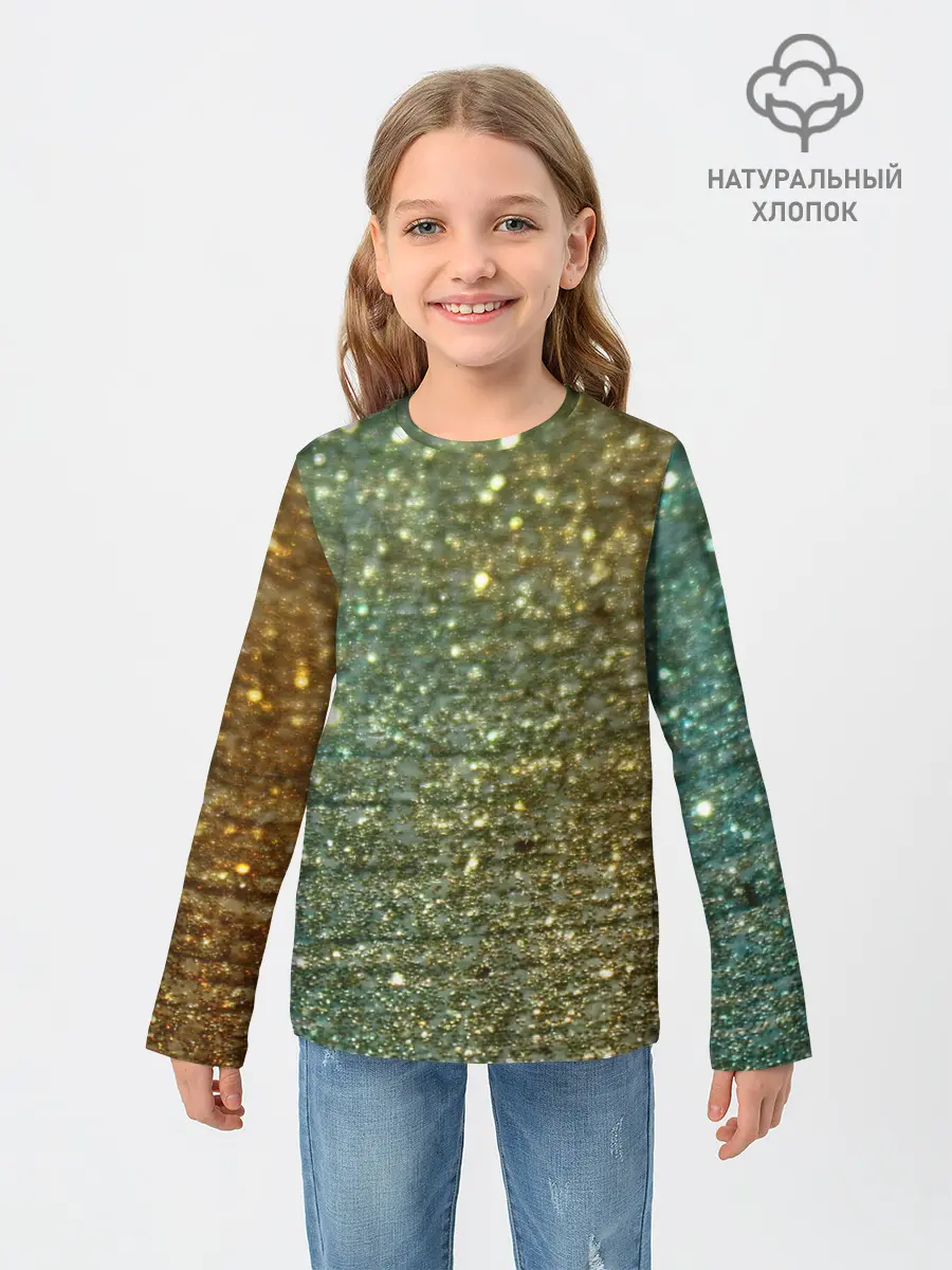 Детский лонгслив / Бирюзовый блеск