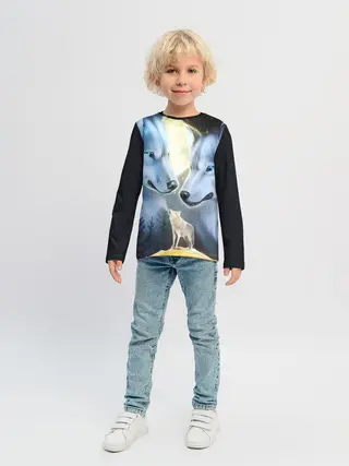 Детский лонгслив / ВОЛК В НОЧИ