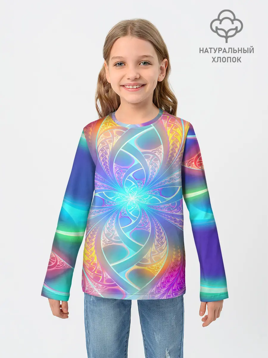 Детский лонгслив / Узоры / Абстракция /Неон