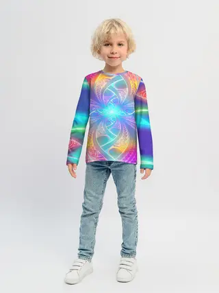 Детский лонгслив / Узоры / Абстракция /Неон