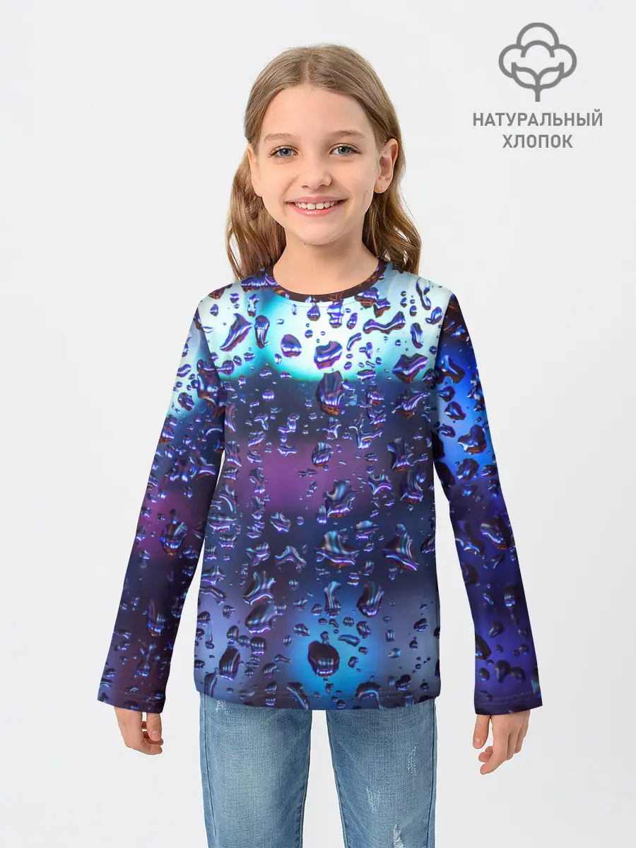 Детский лонгслив / Капли на стекле макро