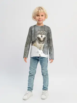Детский лонгслив / Волк и снег