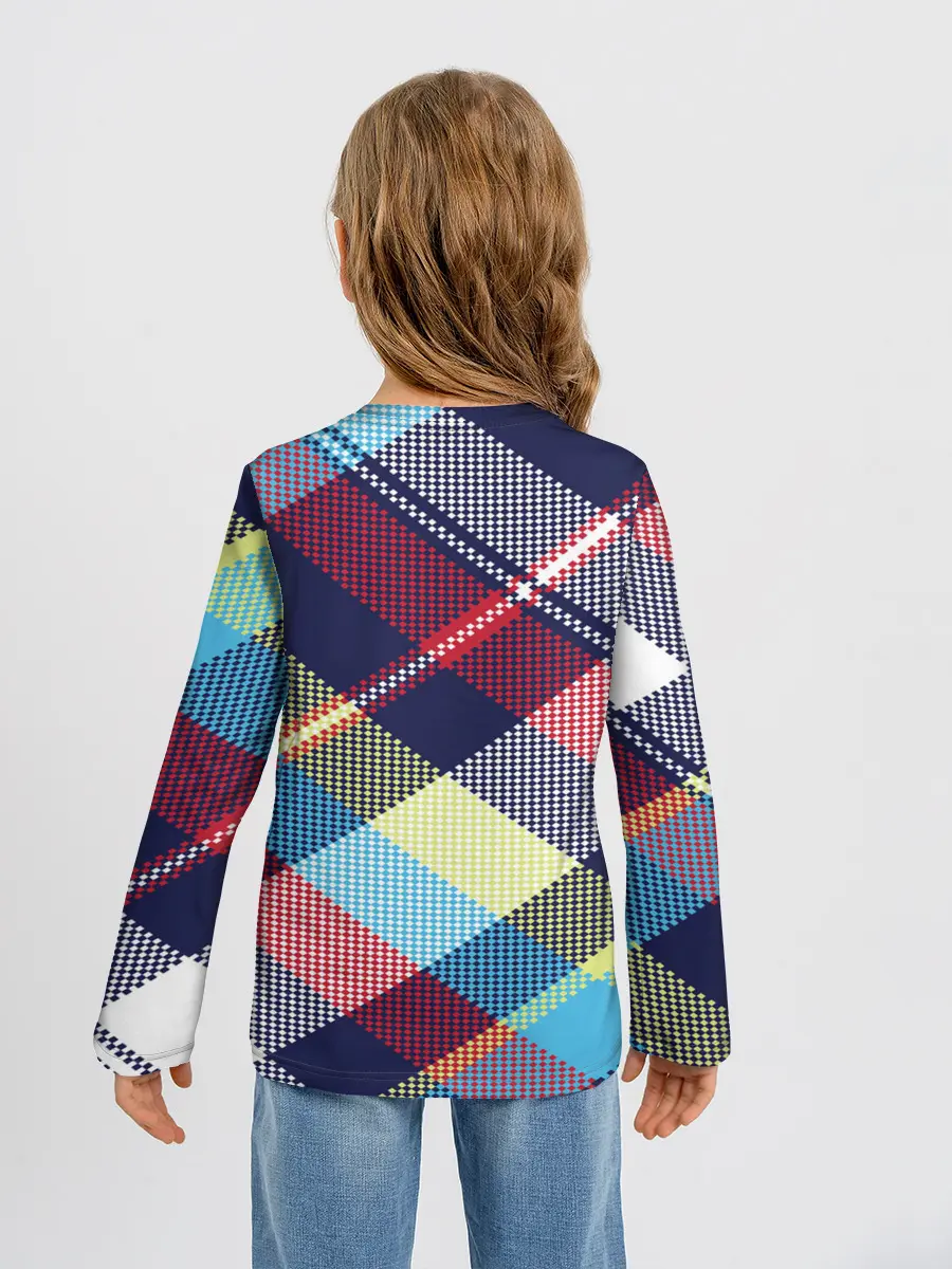 Детский лонгслив / Клетка / Текстура в клетку #2