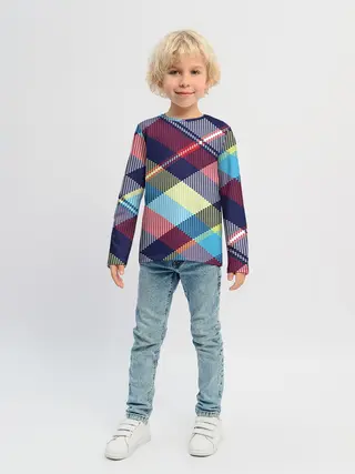 Детский лонгслив / Клетка / Текстура в клетку #2