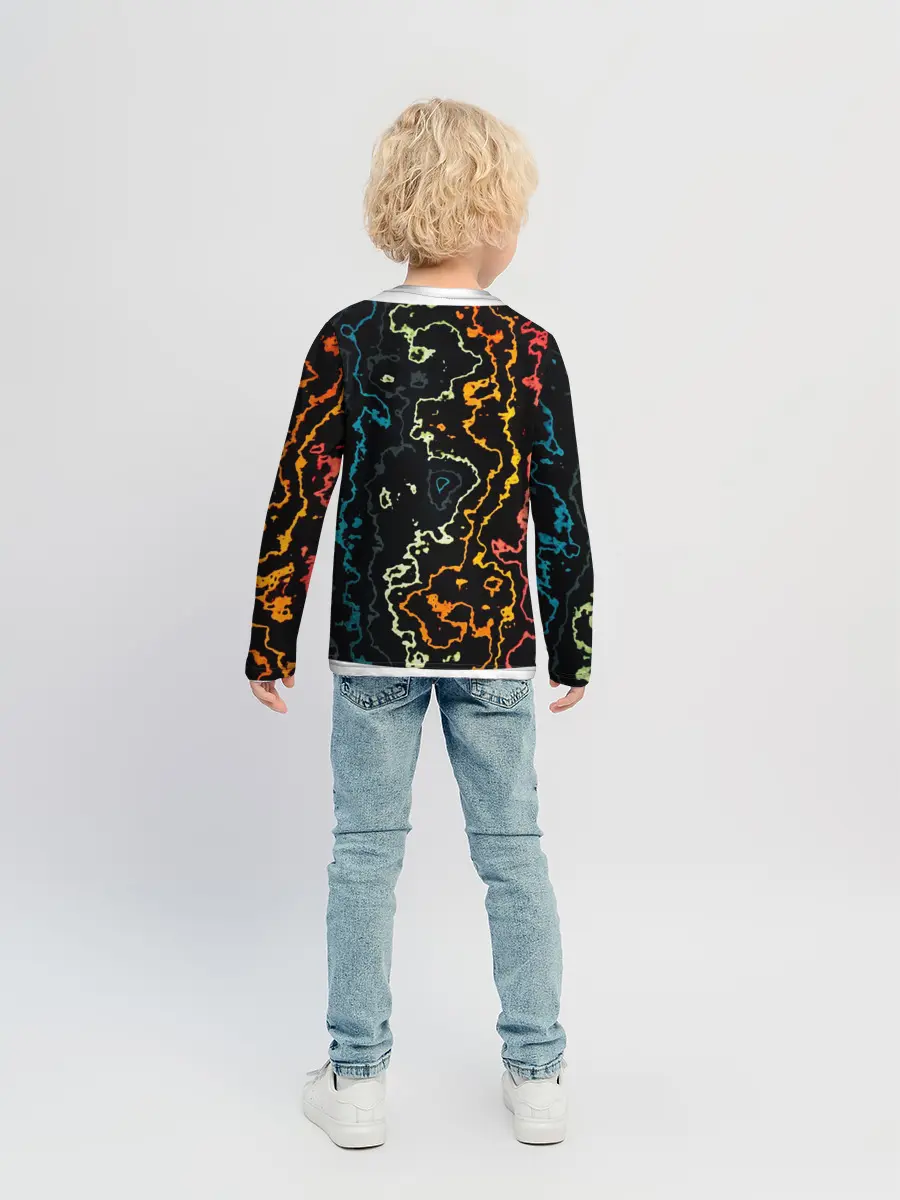 Детский лонгслив / линий,цветной,черный