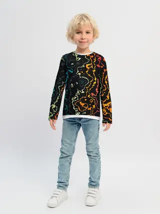 Детский лонгслив / линий,цветной,черный