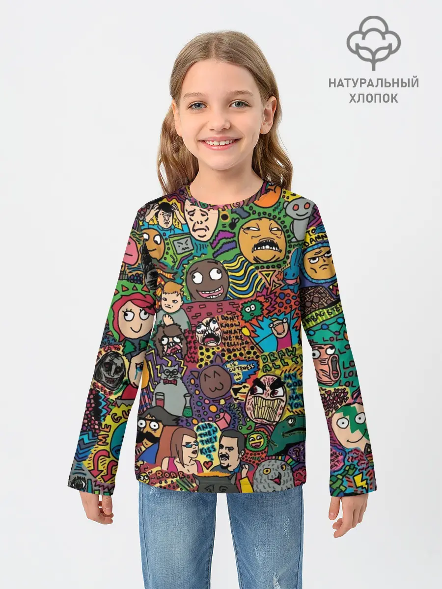 Детский лонгслив / Цветные мемы из ВК