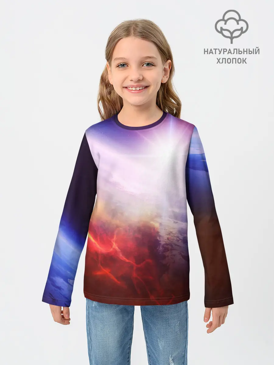 Детский лонгслив / Звезды в неоне