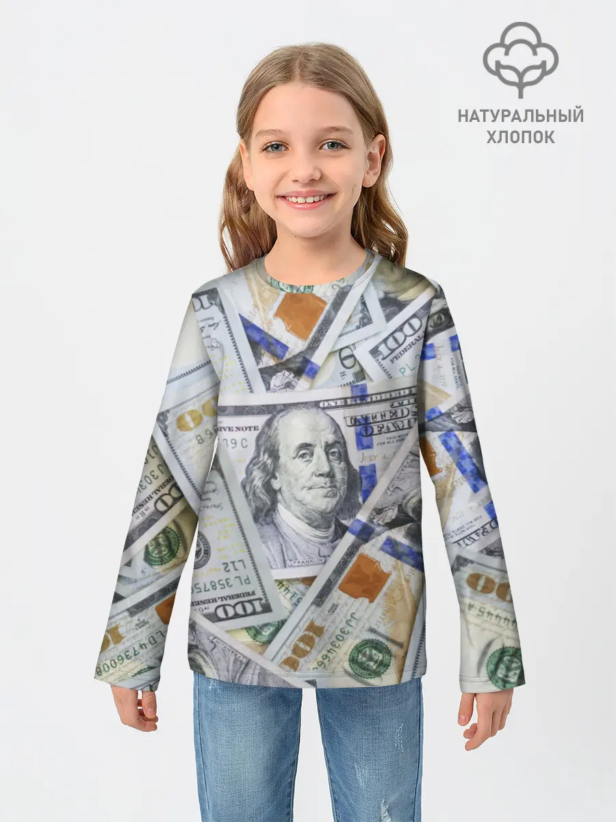 Детский лонгслив / Доллары