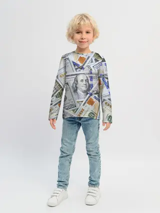 Детский лонгслив / Доллары