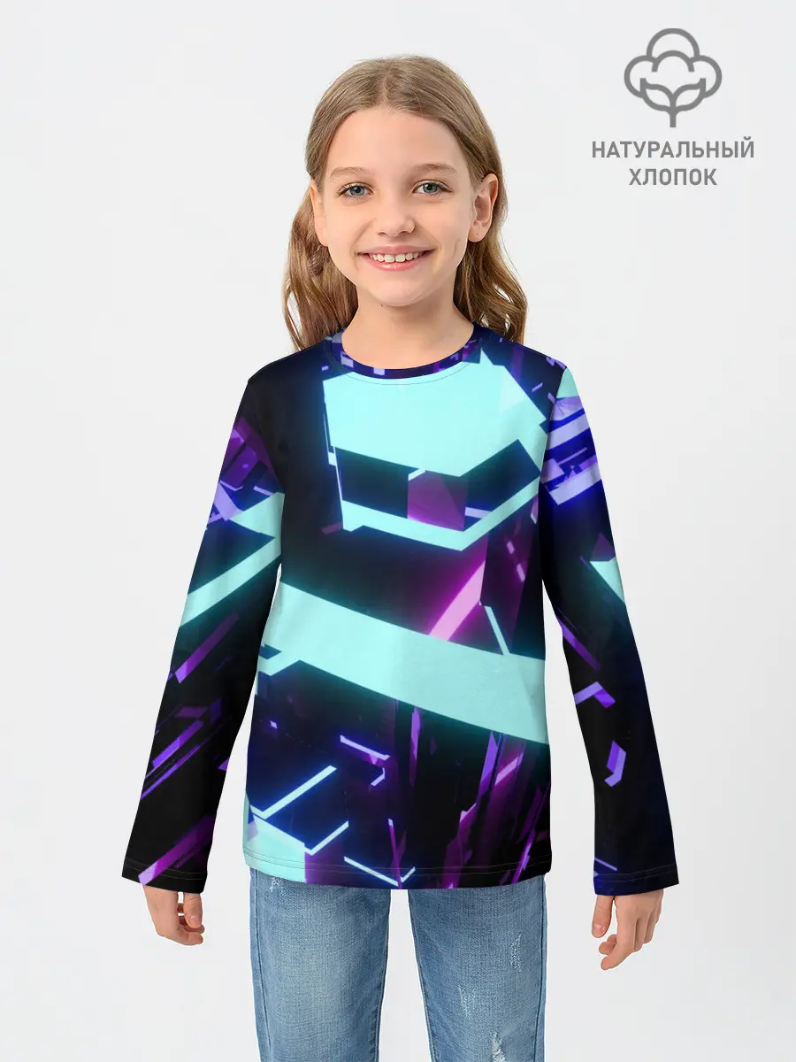 Детский лонгслив / Blue Neons