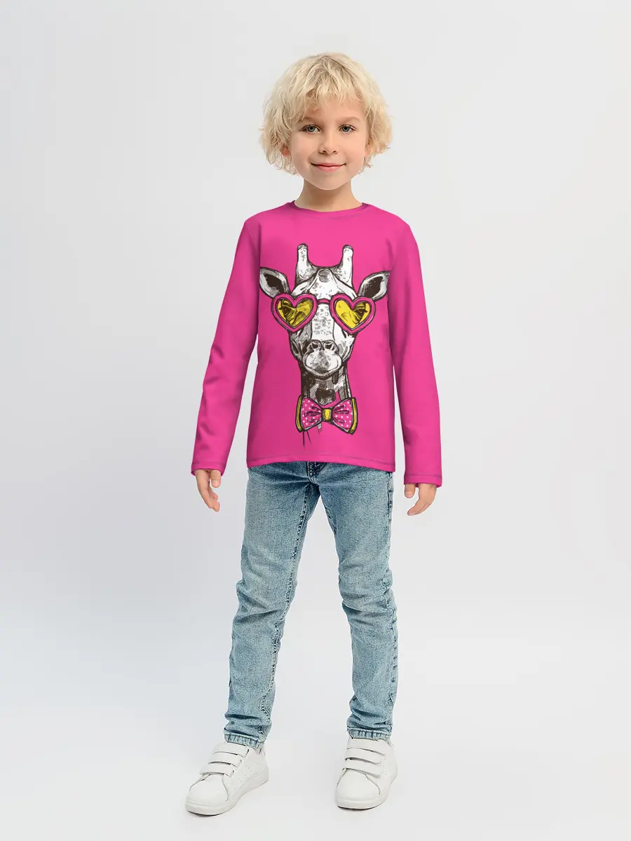 Детский лонгслив / жираф в очках