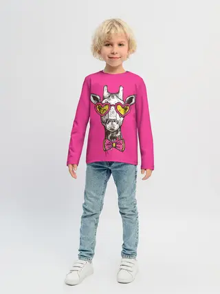 Детский лонгслив / жираф в очках