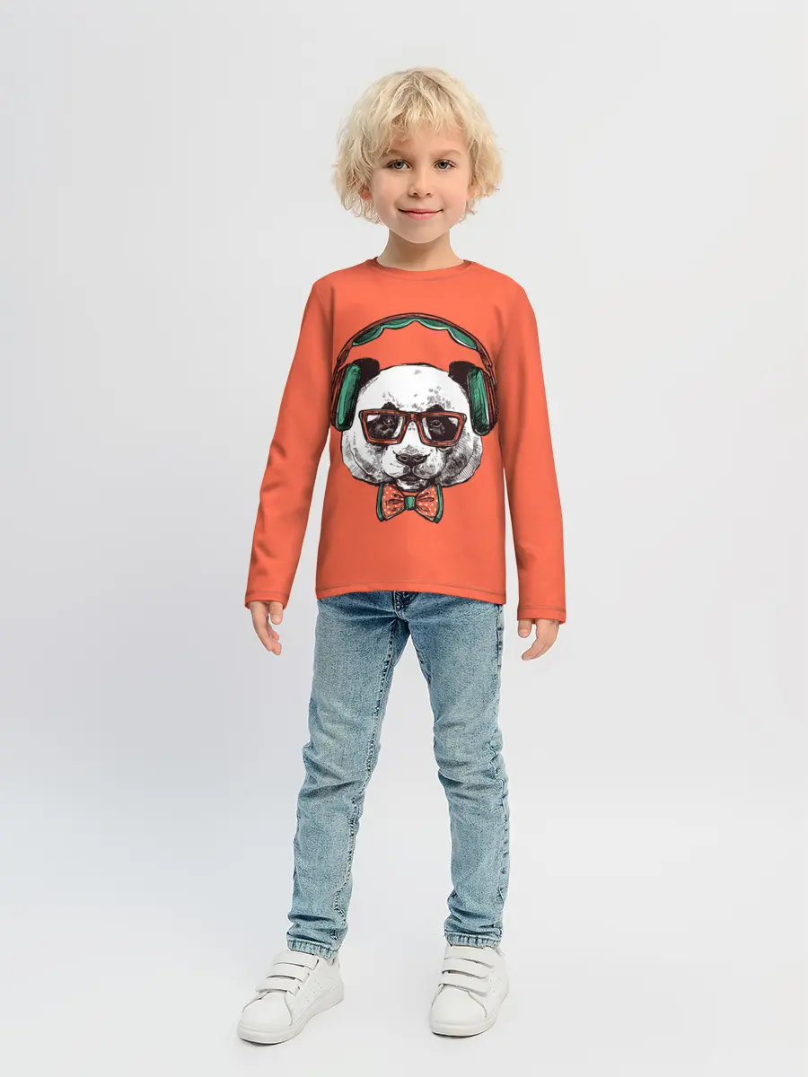 Детский лонгслив / панда-меломан