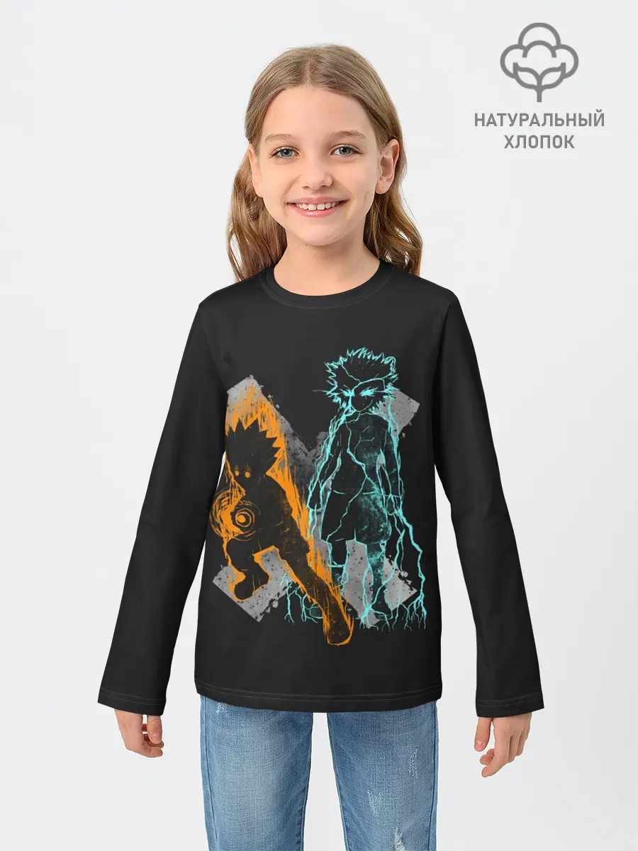 Детский лонгслив / Logo Hunter с персонажами