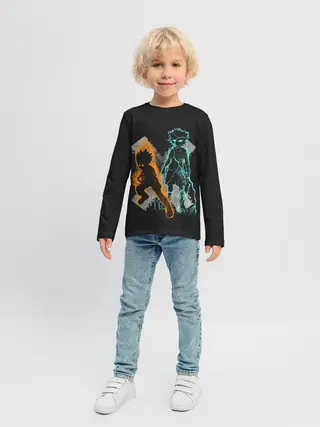 Детский лонгслив / Logo Hunter с персонажами