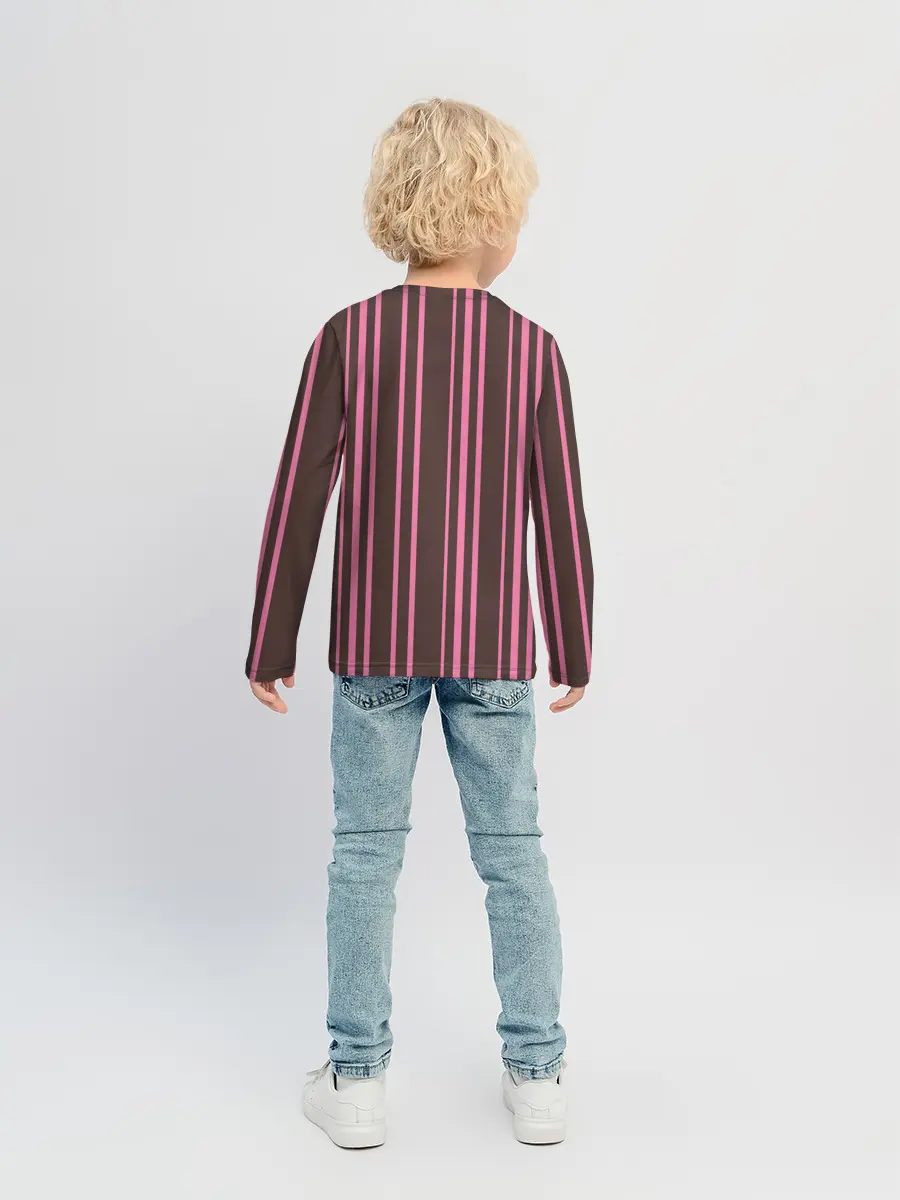 Детский лонгслив / Чёрно-розовые линии
