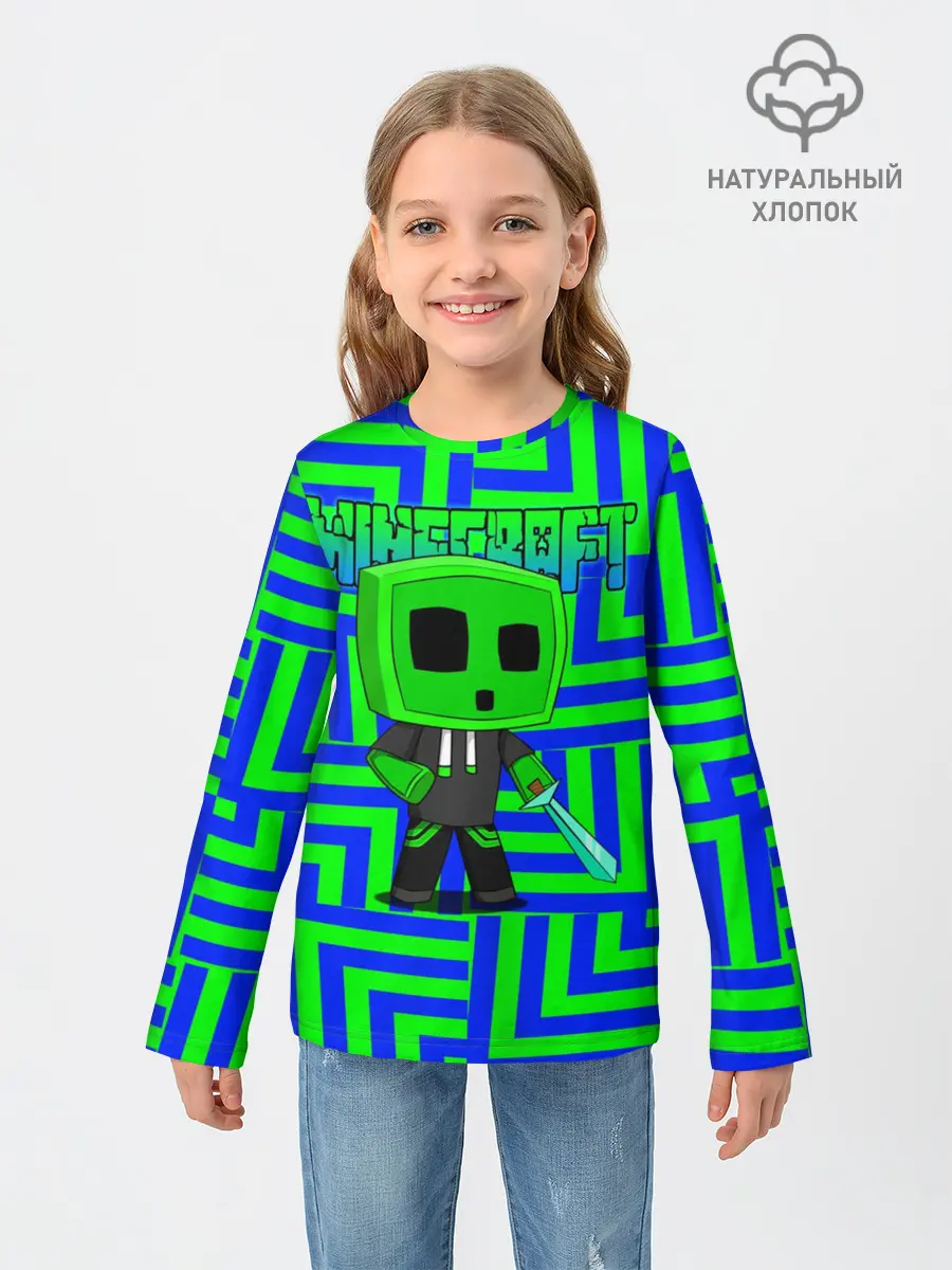 Детский лонгслив / Minecraft | Creeper