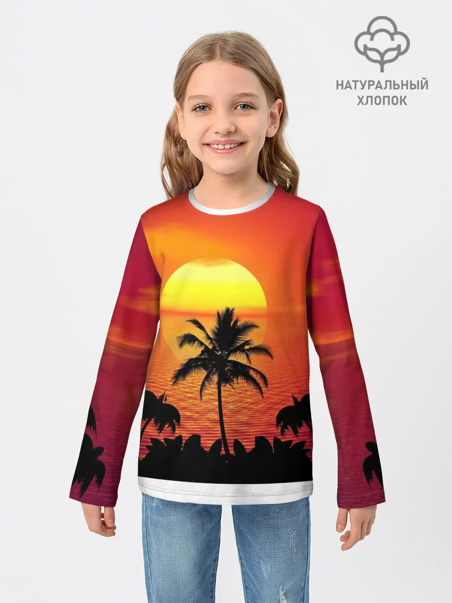 Детский лонгслив / Пальмы на фоне моря