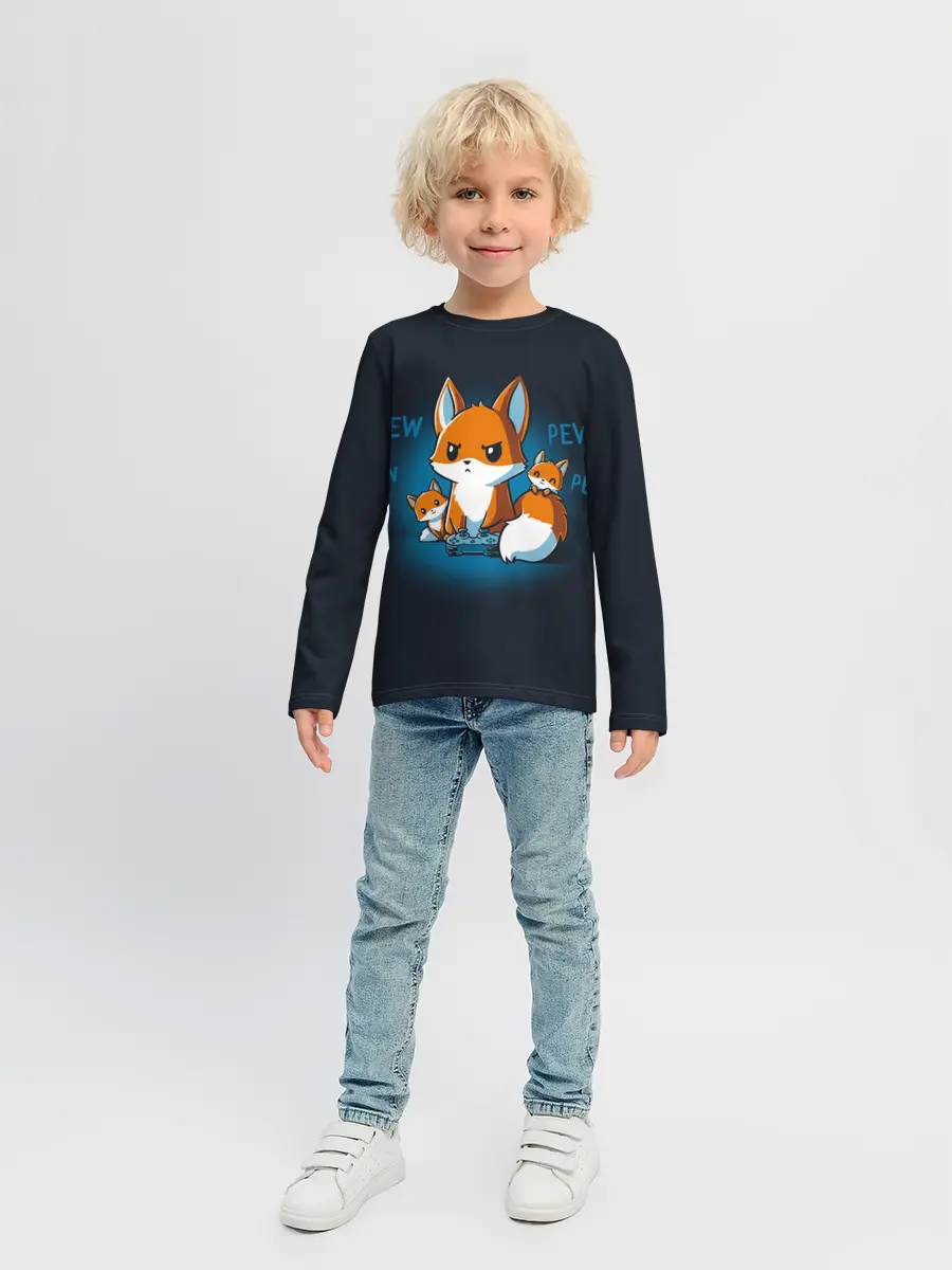 Детский лонгслив / Лисы-геймеры