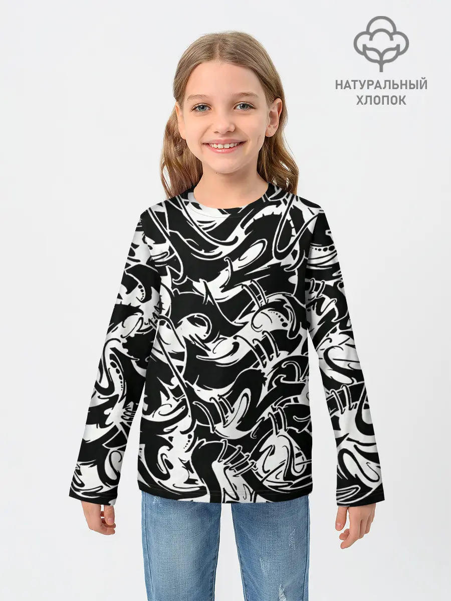 Детский лонгслив / Tattoo | BlackWhite