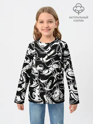 Детский лонгслив / Tattoo | BlackWhite