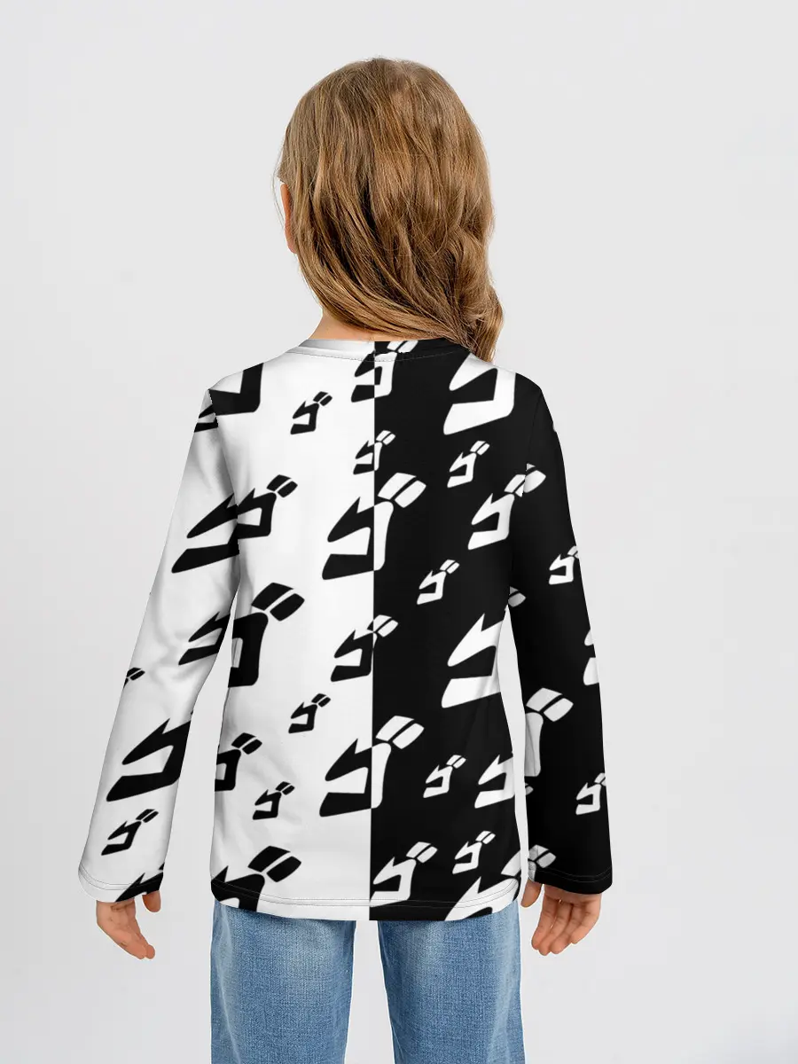 Детский лонгслив / Паттерн ДжоДжо черно-белый