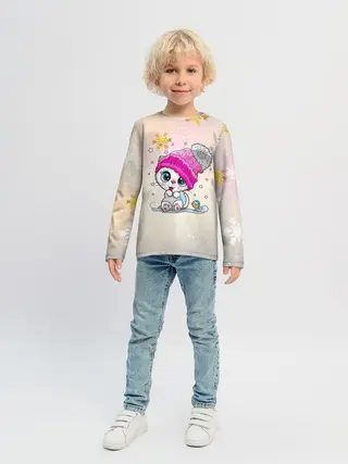 Детский лонгслив / Новогодний кот