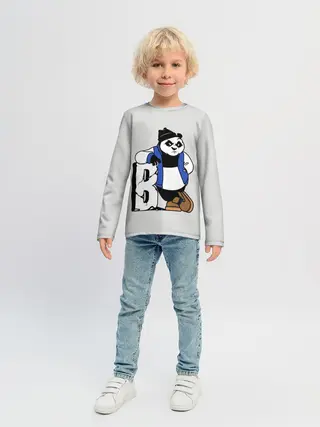 Детский лонгслив / Серьёзная Панда