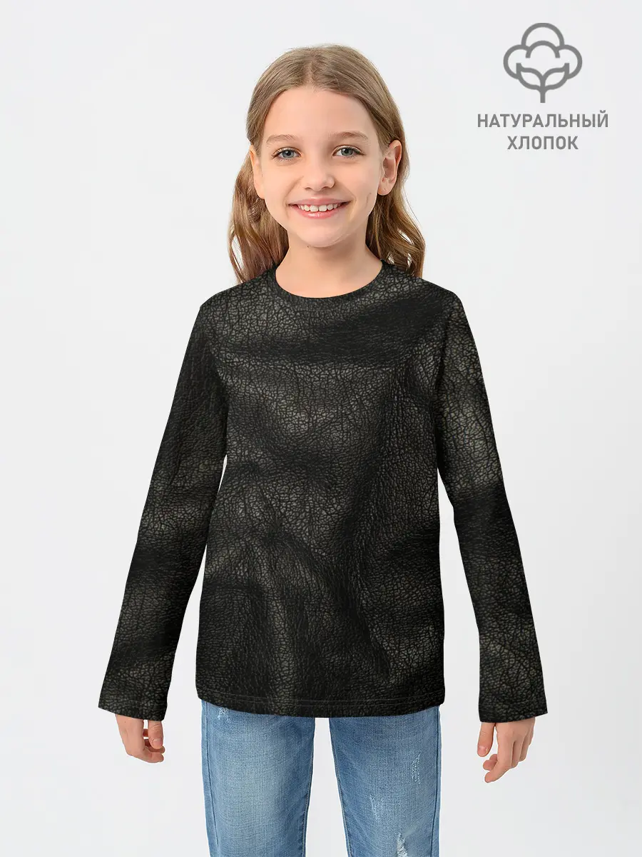 Детский лонгслив / Черная кожа