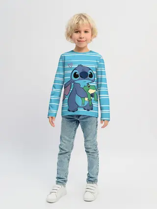 Детский лонгслив / Стич с лягушкой