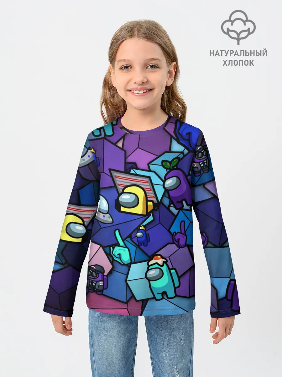 Детский лонгслив / Among Us кубики
