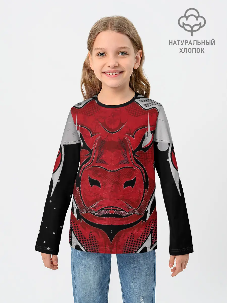 Детский лонгслив / Красный бык