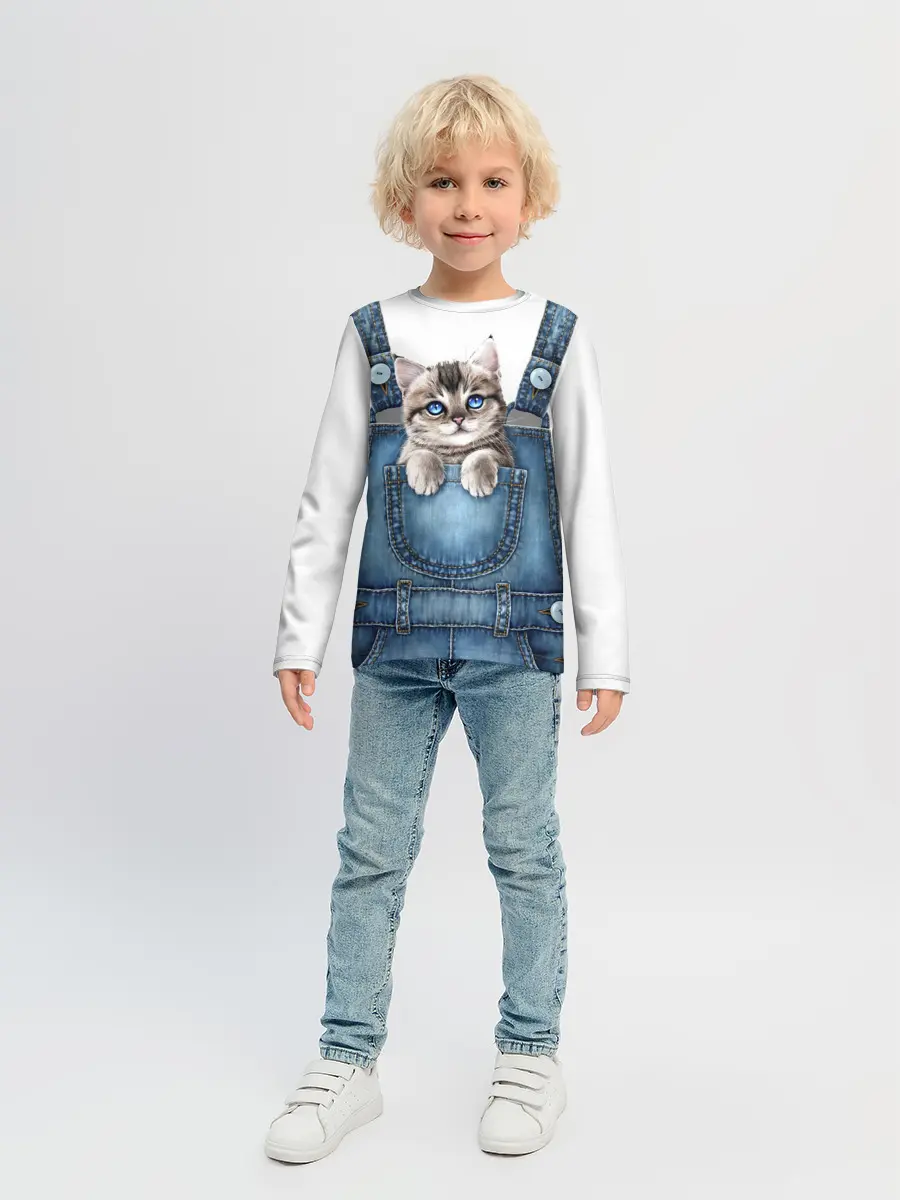 Детский лонгслив / КОТЕНОК В КАРМАНЕ