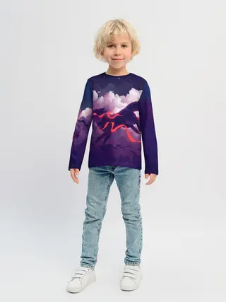 Детский лонгслив / Лиса бежит по облакам