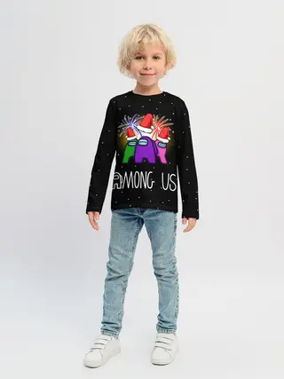 Детский лонгслив / Among Us Новый год