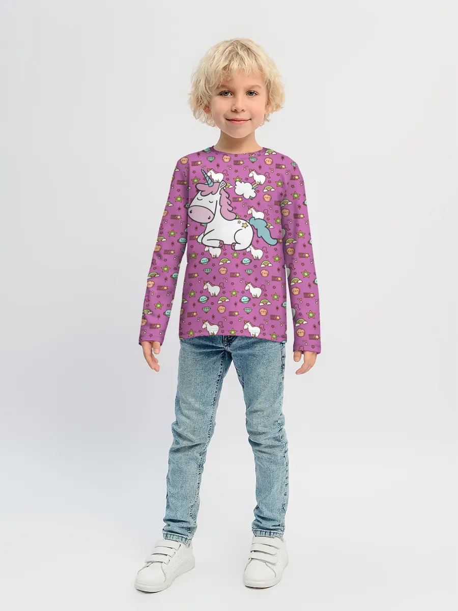 Детский лонгслив / Единорог